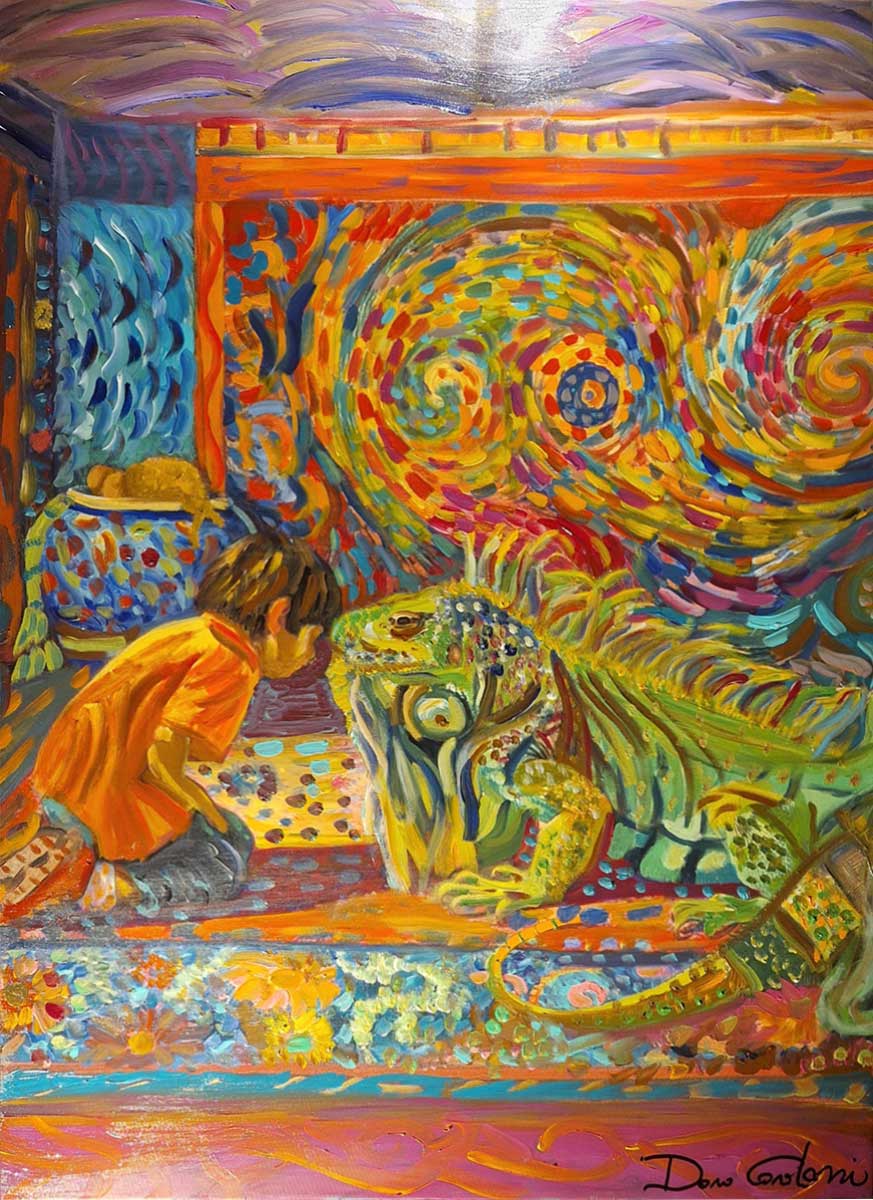 Vendita online opera dal titolo “L'incontro inaspettato sul tappeto persiano” realizzata dall'artista contemporaneo Dario Cardoni